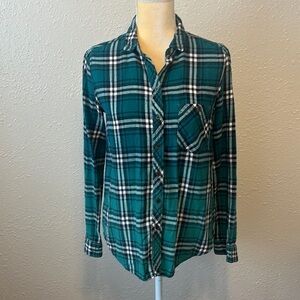 Bdg Green Heritage Plaid Flannel Button Down Shirt Size S